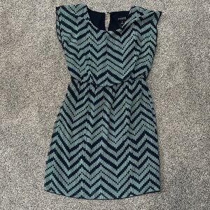 Enfocus Studio Blue and Green Chevron Mini Dress